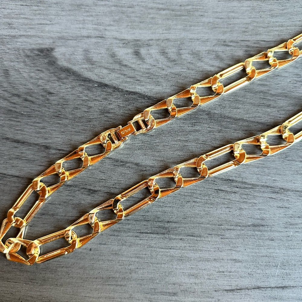 Monet Gold and Red Chain Necklace - Picture 4 of 6